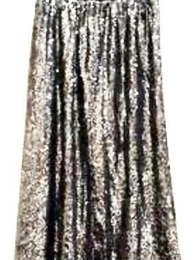 DR2 Silver Sequin Midi Skirt Size S Black Waistband